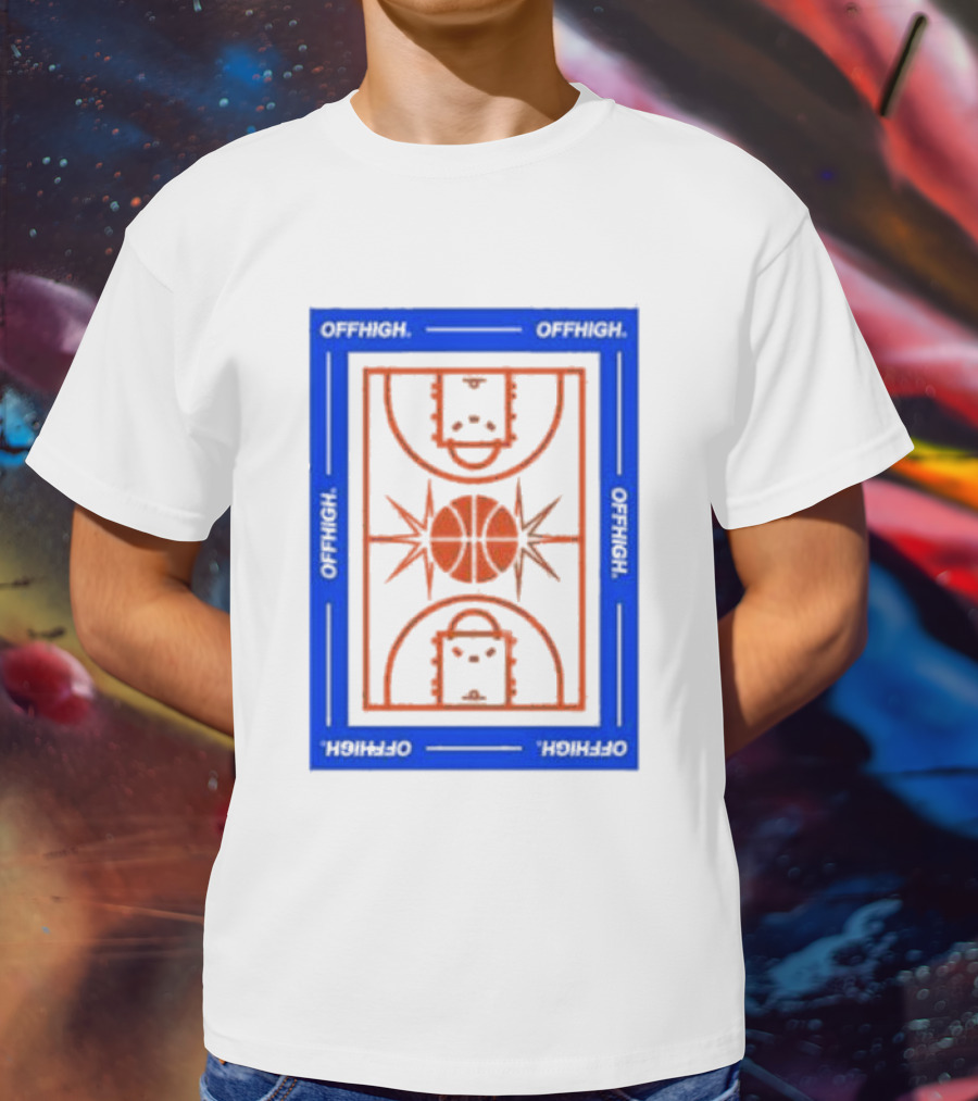 Offhigh Home White Basketball Court Blueprint T-Shirt