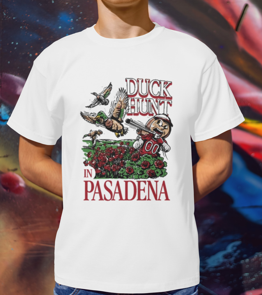 Duck Hunt In Pasadena Football Roses Retro Style T-Shirt