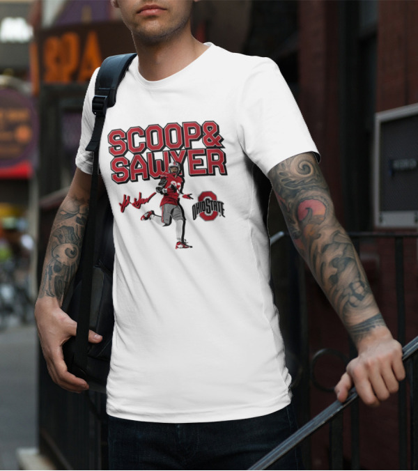 Ohio State Scoop And Sawyer Jack Sawyer Signature Buckeyes Football T-Shirt