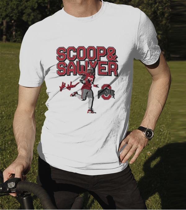Ohio State Scoop And Sawyer Jack Sawyer Signature Buckeyes Football T-Shirt