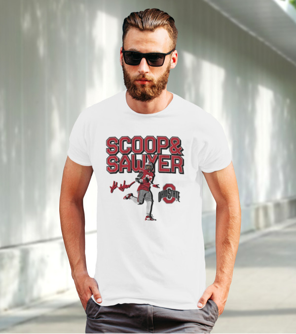 Ohio State Scoop And Sawyer Jack Sawyer Signature Buckeyes Football T-Shirt