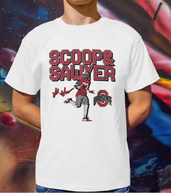 Ohio State Scoop And Sawyer Jack Sawyer Signature Buckeyes Football T-Shirt