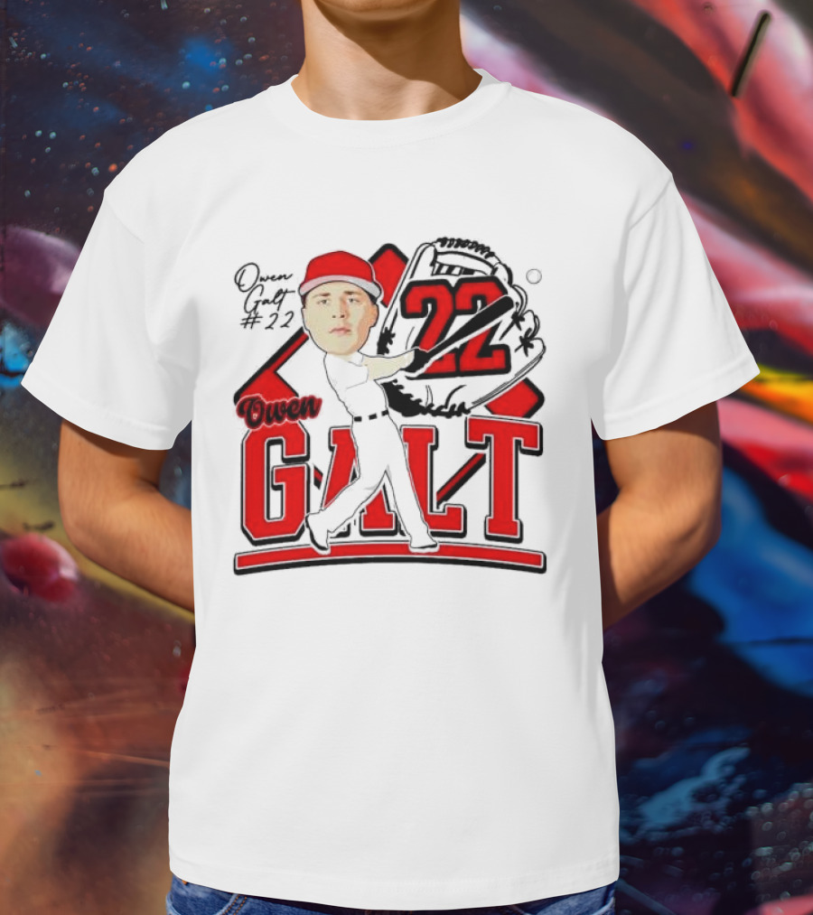Owen Galt 22 Louisiana Ragin Cajuns Baseball Player Caricature T-Shirt