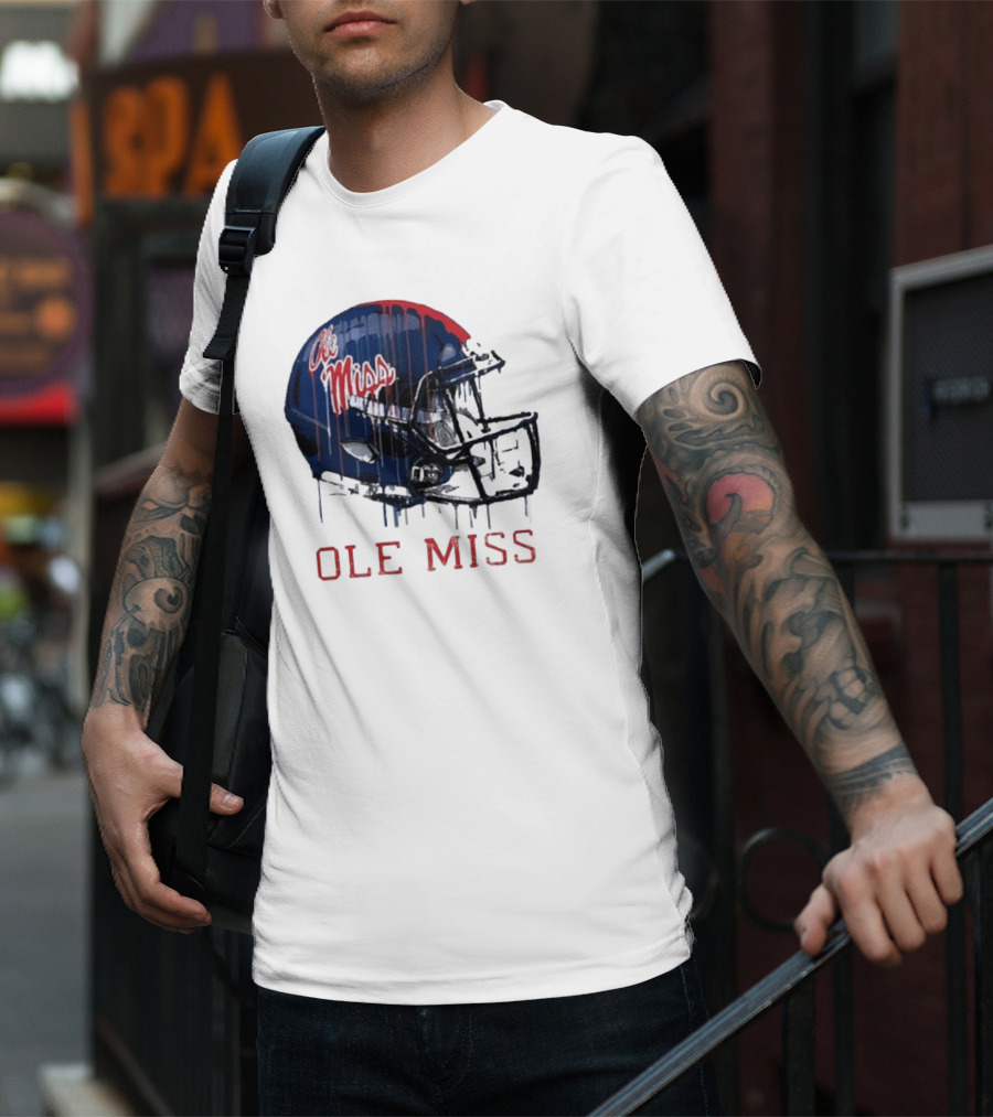 Ole Miss Dripping Football Helmet T-Shirt