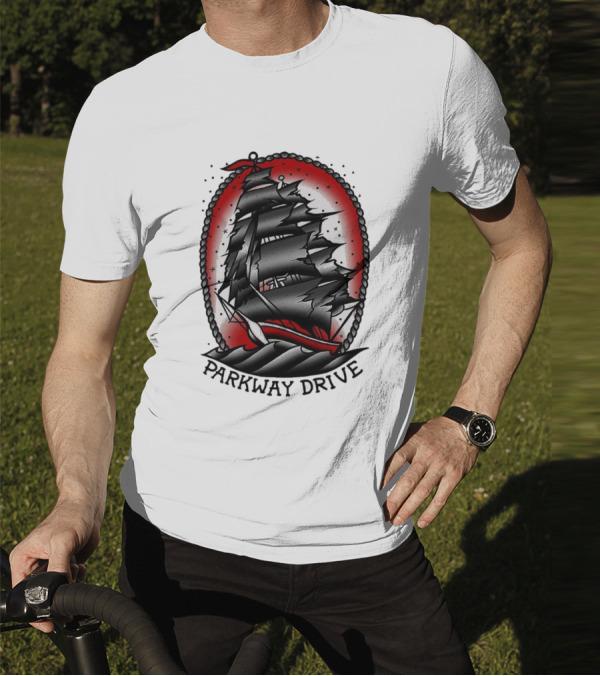 Parkway Drive Home Is For The Heartless Ship Ocean Tattoo Art Style T-Shirt