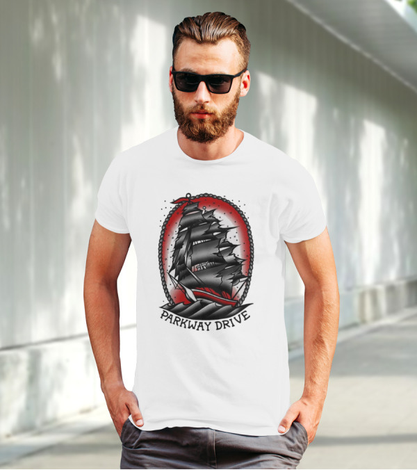 Parkway Drive Home Is For The Heartless Ship Ocean Tattoo Art Style T-Shirt