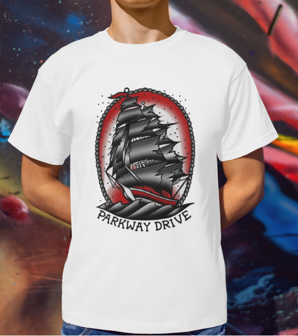 Parkway Drive Home Is For The Heartless Ship Ocean Tattoo Art Style T-Shirt