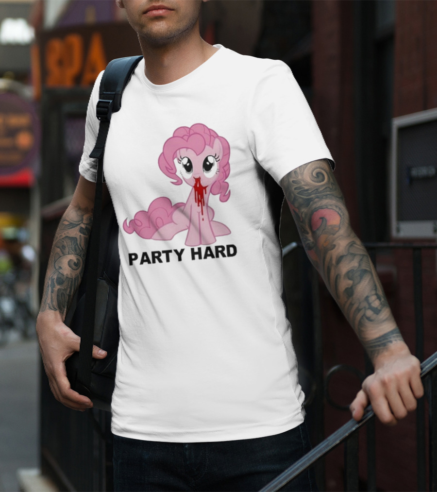 Party Hard Pony Creepy Pink Character Emo Aesthetic T-Shirt