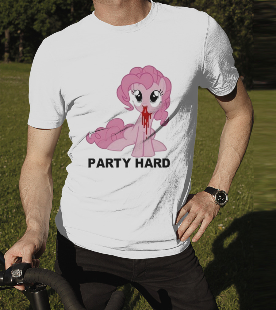Party Hard Pony Creepy Pink Character Emo Aesthetic T-Shirt