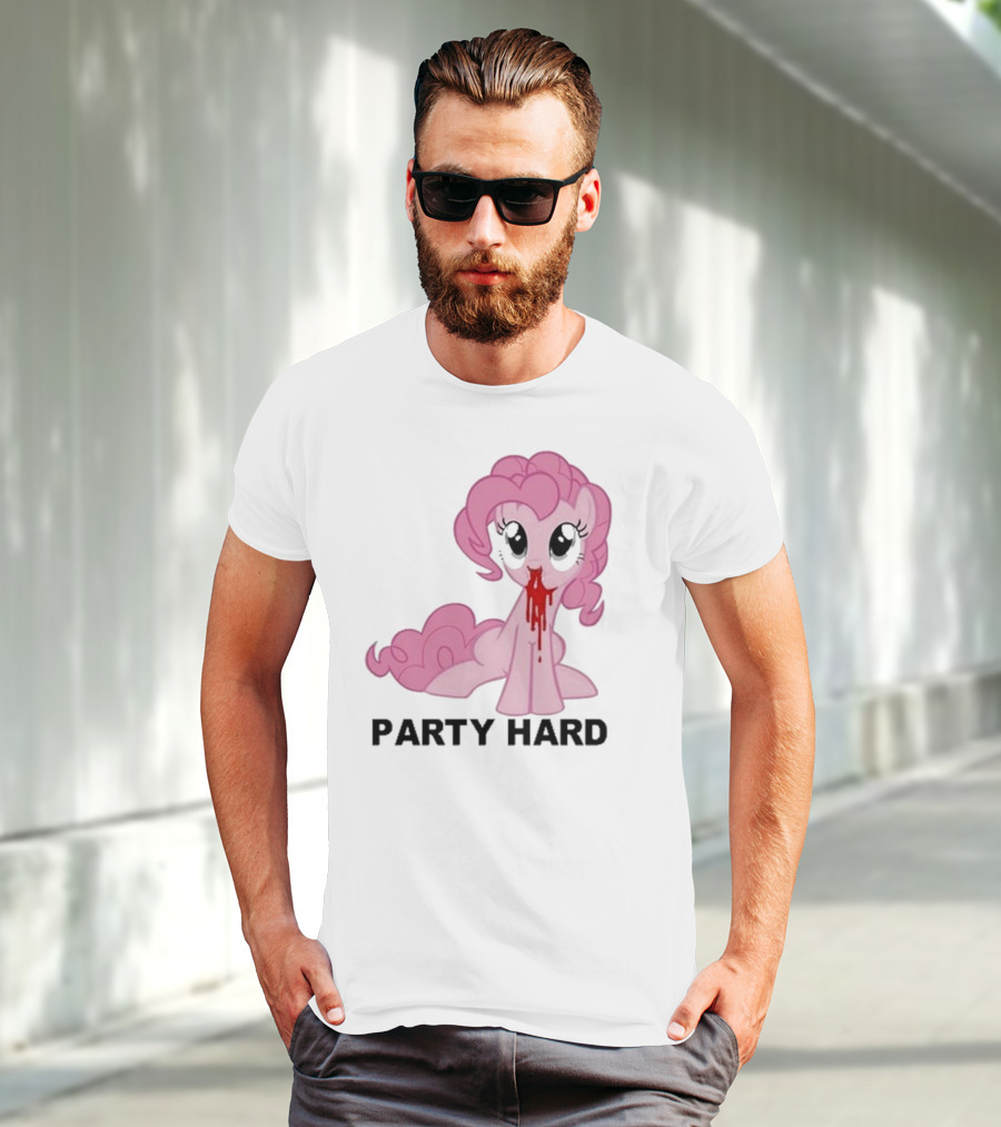 Party Hard Pony Creepy Pink Character Emo Aesthetic T-Shirt