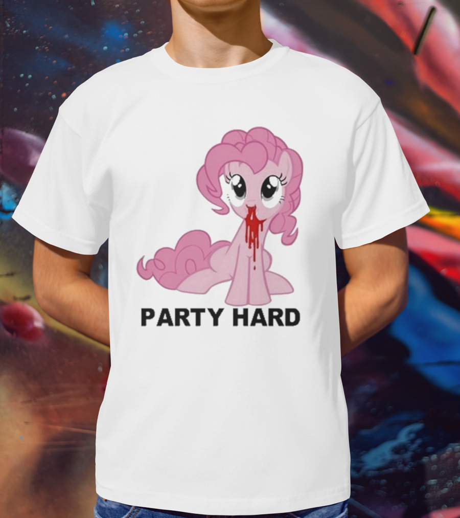 Party Hard Pony Creepy Pink Character Emo Aesthetic T-Shirt