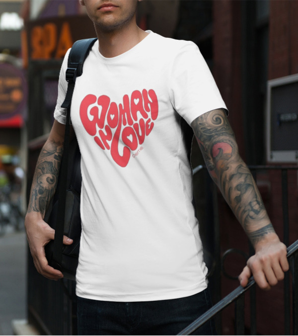 Perrie Woman In Love Heart-Shaped Typography T-Shirt