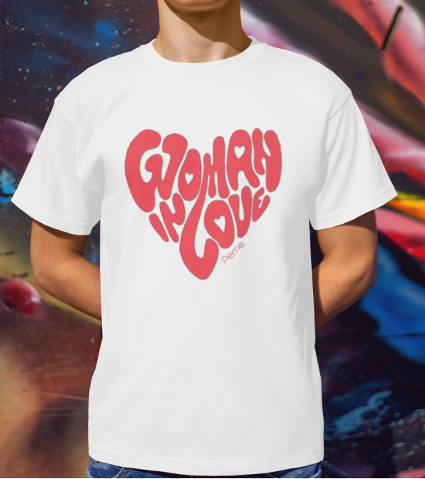 Perrie Woman In Love Heart-Shaped Typography T-Shirt