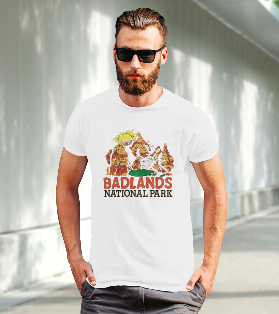 Peanuts Snoopy Badlands National Park Sun And Rock Formation T-Shirt