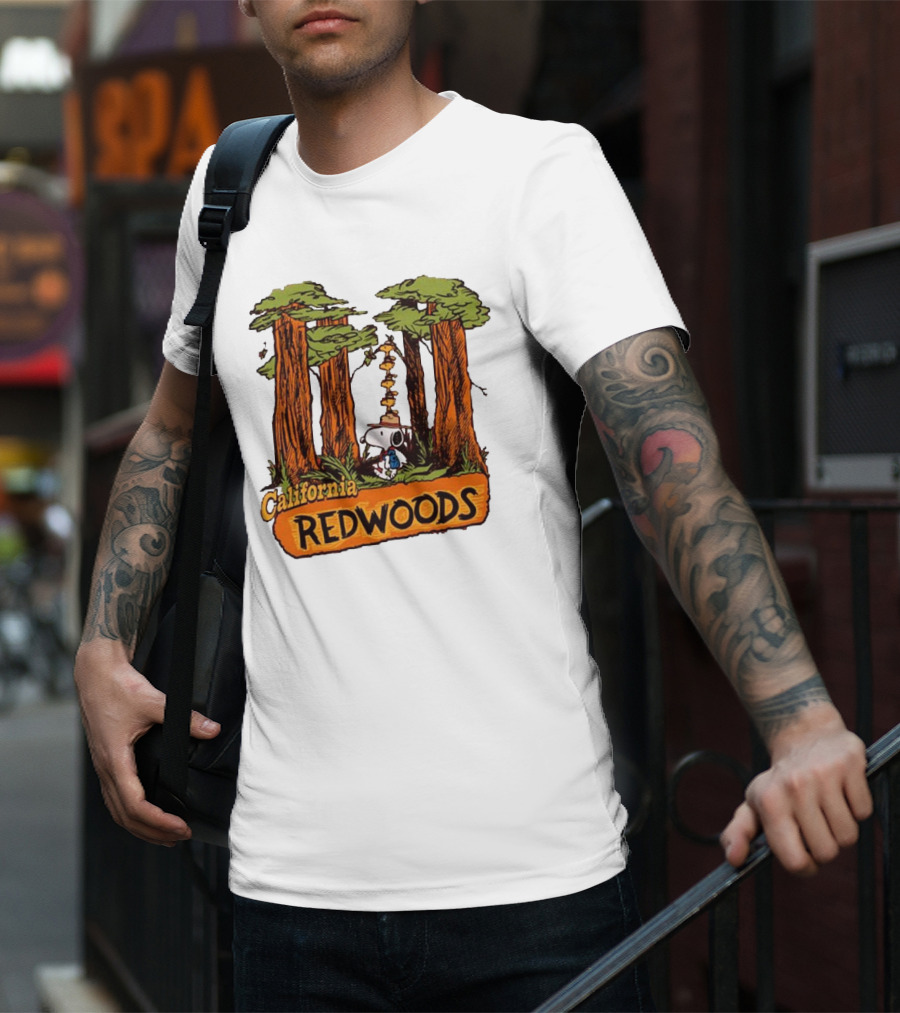 California Redwoods Snoopy Peanuts Camping Adventure T-Shirt