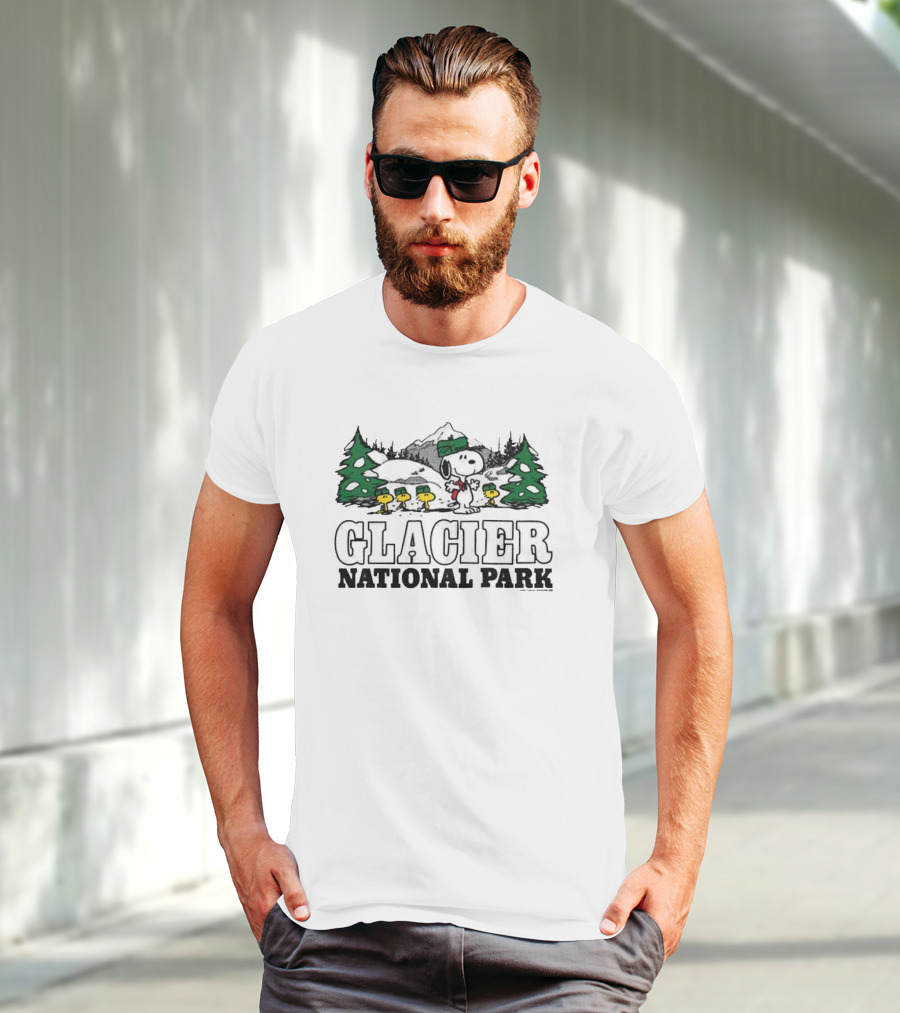 Snoopy And Woodstock Hiking Adventure Glacier National Park Peanuts Collaboration T-Shirt