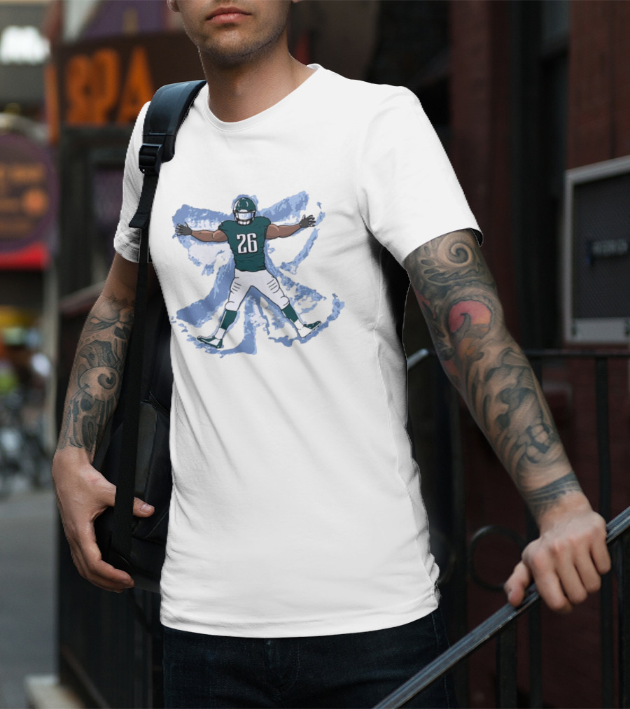 Philadelphia Eagles Philly Football Snow Angel Player 26 Green Uniform T-Shirt