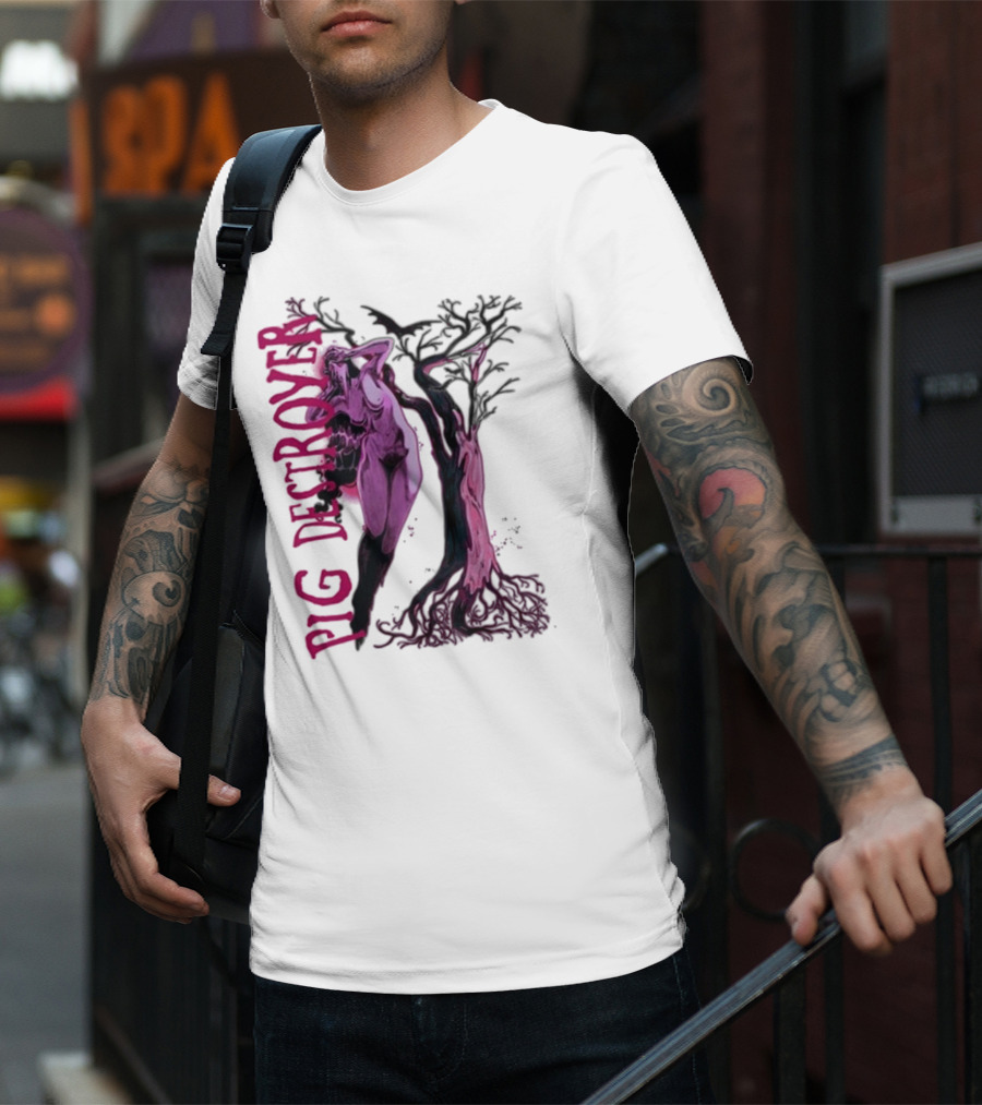 Pig Destroyer The Depths Sinister Pink Woman Abstract Tree T-Shirt
