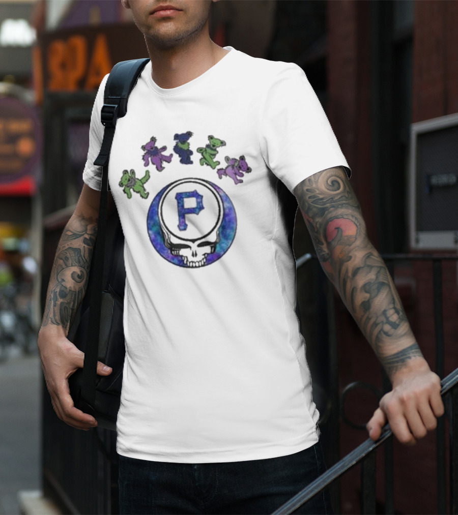 Pittsburgh Pirates 2025 Grateful Dead Skull And Dancing Bears Night Baseball T-Shirt