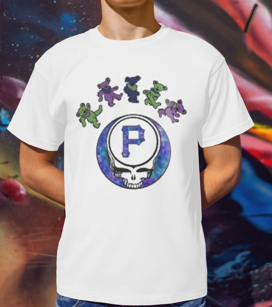 Pittsburgh Pirates 2025 Grateful Dead Skull And Dancing Bears Night Baseball T-Shirt