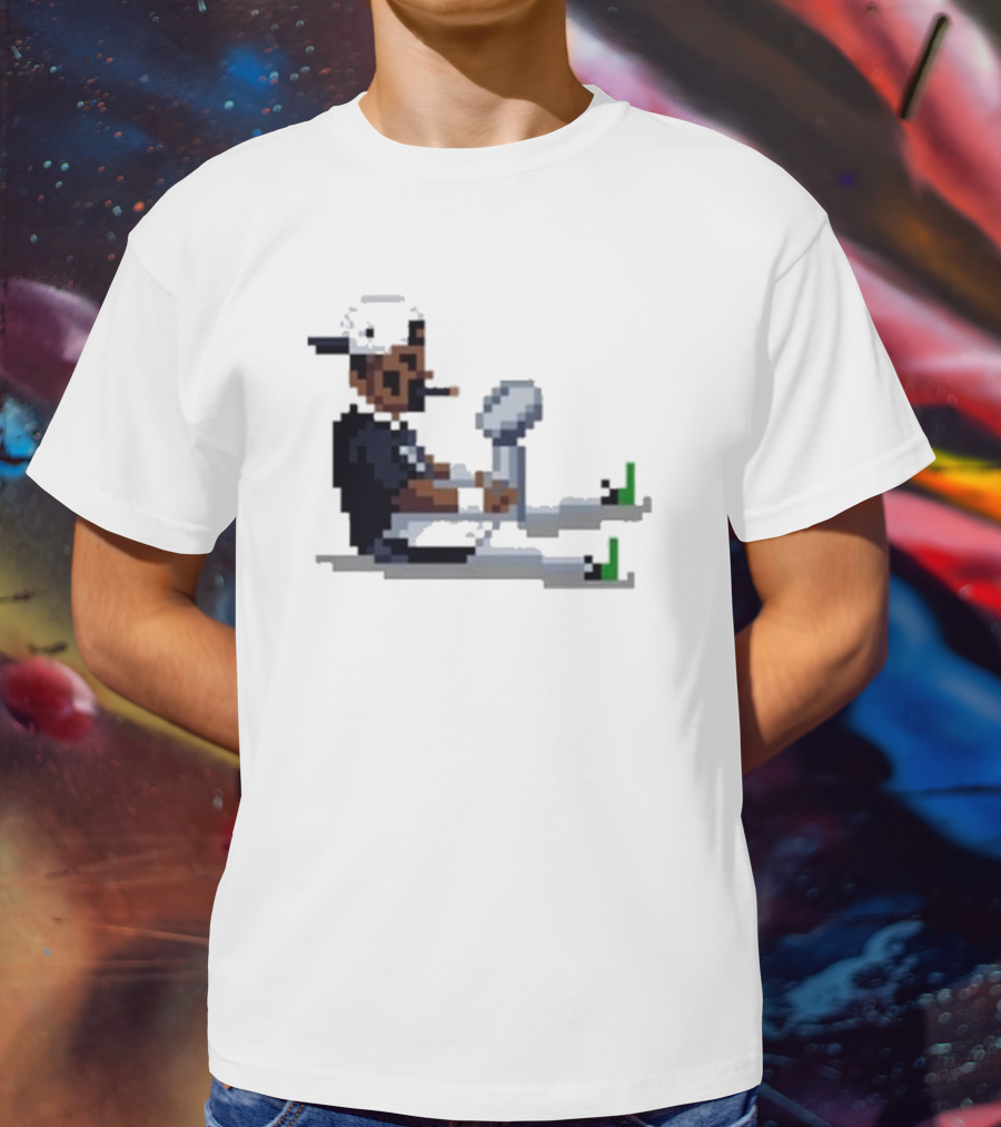 Pixel Pigkin Jalen Champs 2025 Smoking Pixel Art Character With Trophy T-Shirt