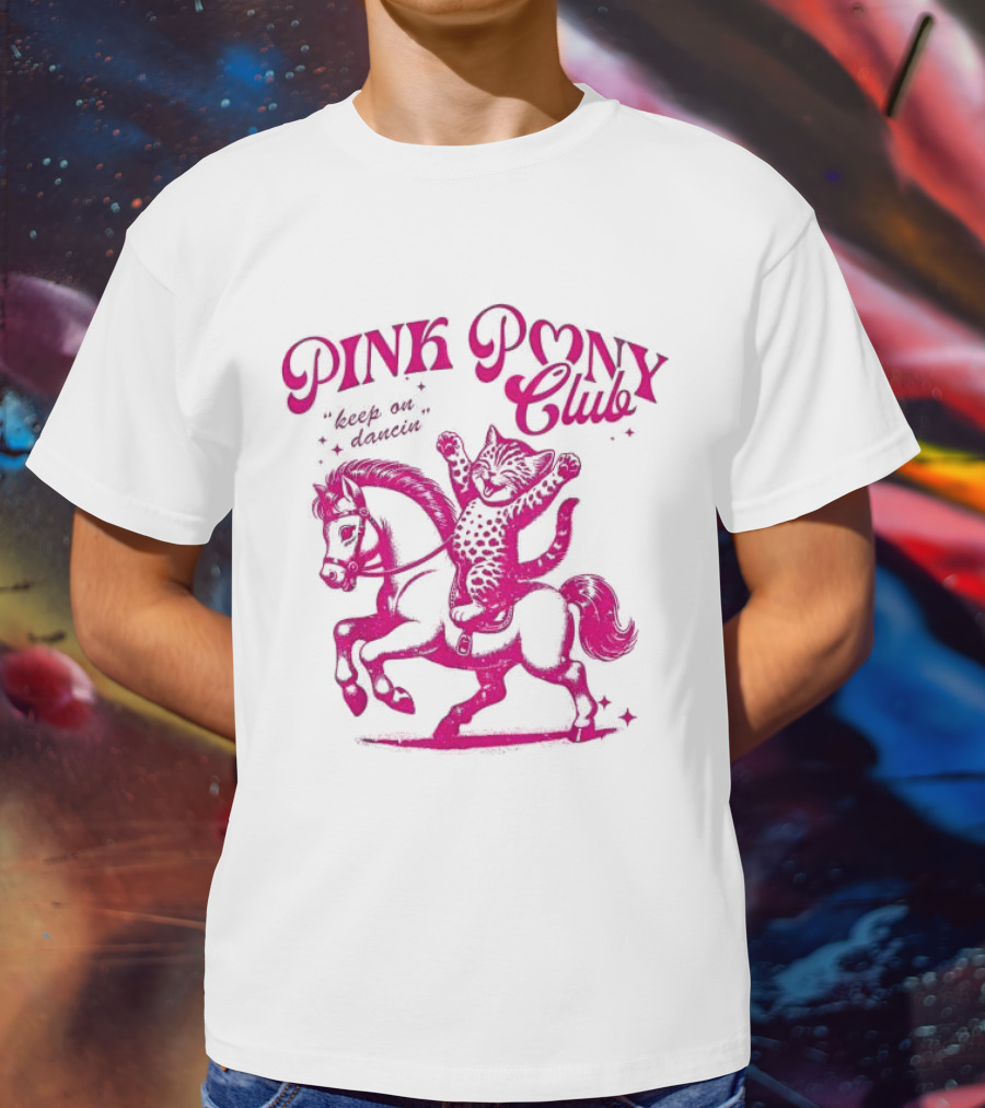 Pink Pony Club Cat Lover Disco Retro Birthday T-Shirt