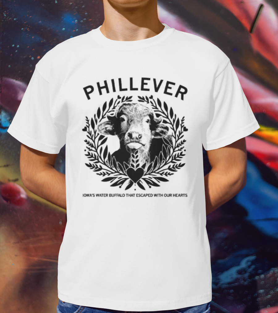 Phillever Iowa Water Buffalo Escaped Hearts T-Shirt