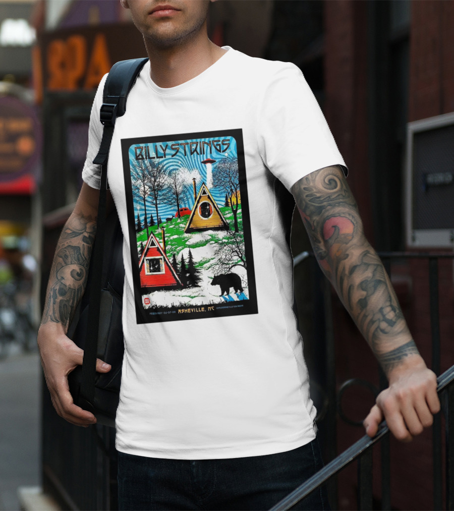 Billy Strings Feb 6-8 2025 ExploreAsheville.com Arena NC Cabin UFO Bear Forest T-Shirt