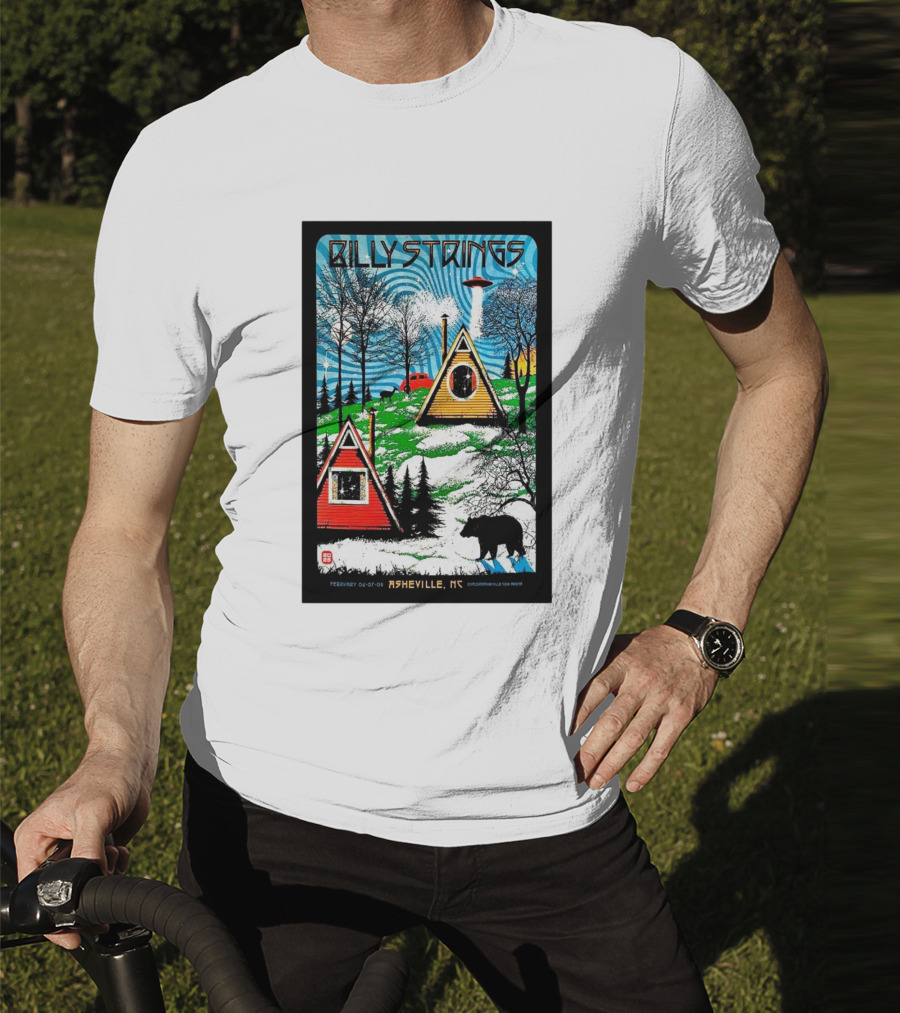 Billy Strings Feb 6-8 2025 ExploreAsheville.com Arena NC Cabin UFO Bear Forest T-Shirt