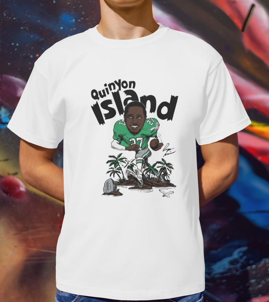 Quinyon Island Philadelphia Eagles NFL Caricature Player Signature 27 T-Shirt