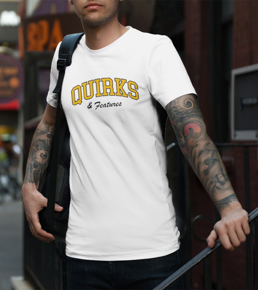 Quirks Bold Yellow Arch Text T-Shirt