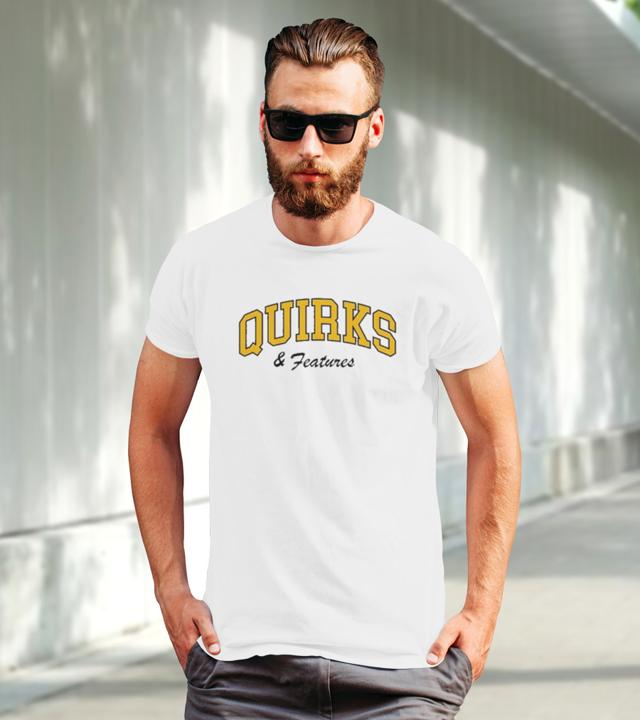 Quirks Bold Yellow Arch Text T-Shirt