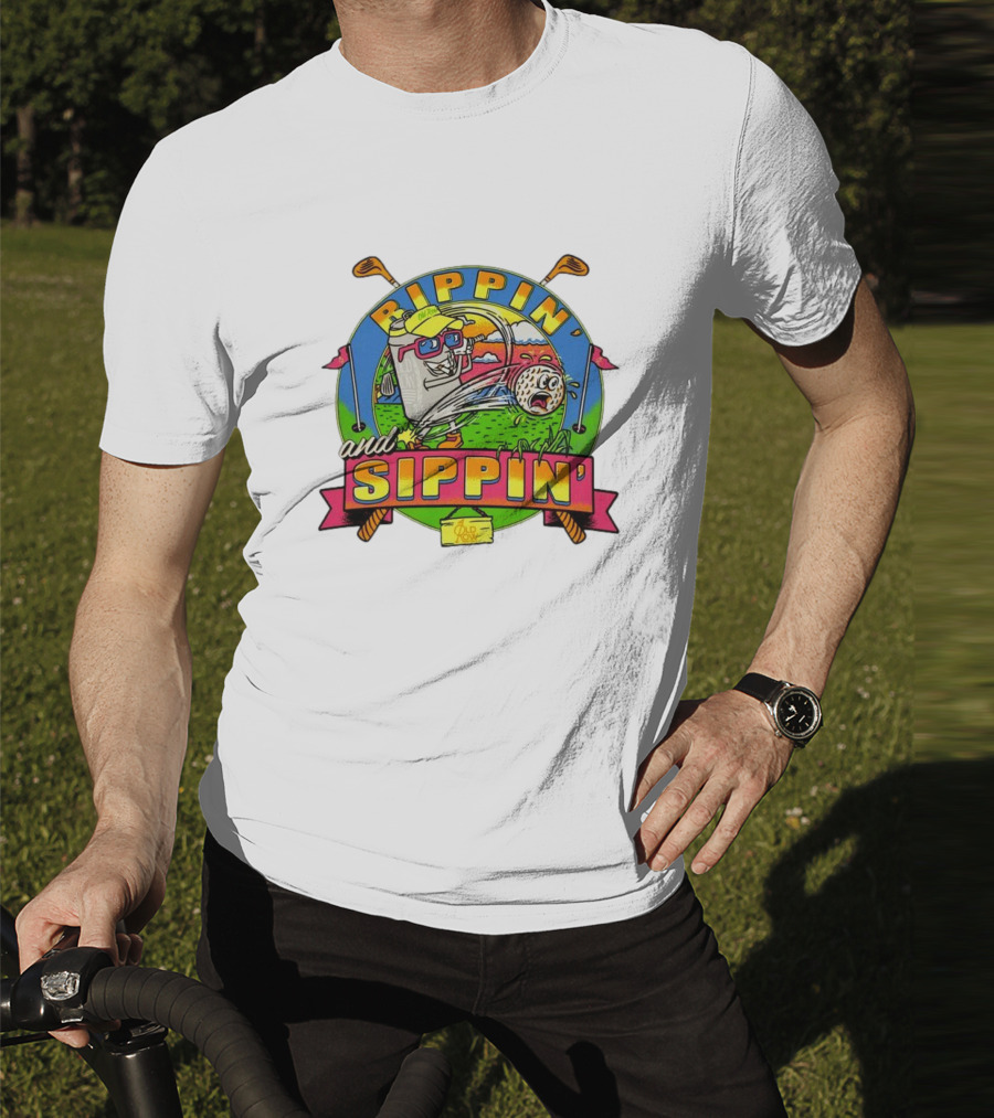Rippin’ And Sippin’ Golf Old Row Funny Cartoon Golfing Cooler T-Shirt