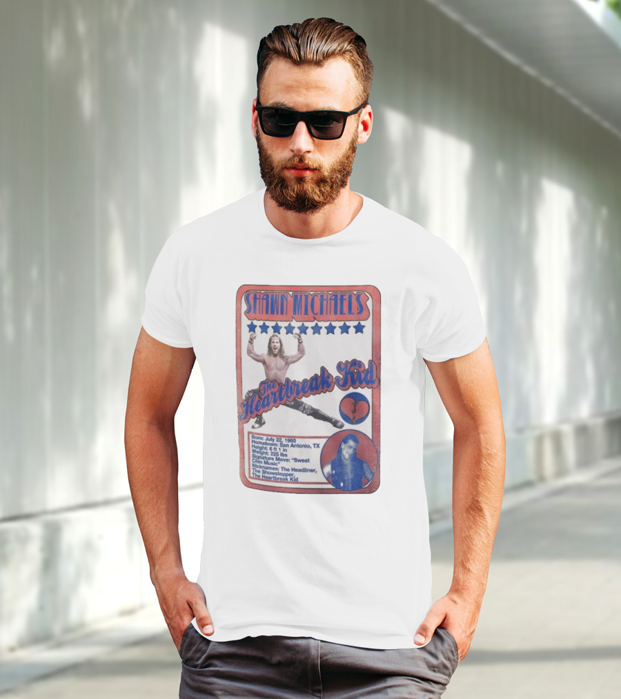 Shawn Michaels The Heartbreak Kid WWE Trading Card Born July 22 1965 San Antonio TX The Showstopper T-Shirt