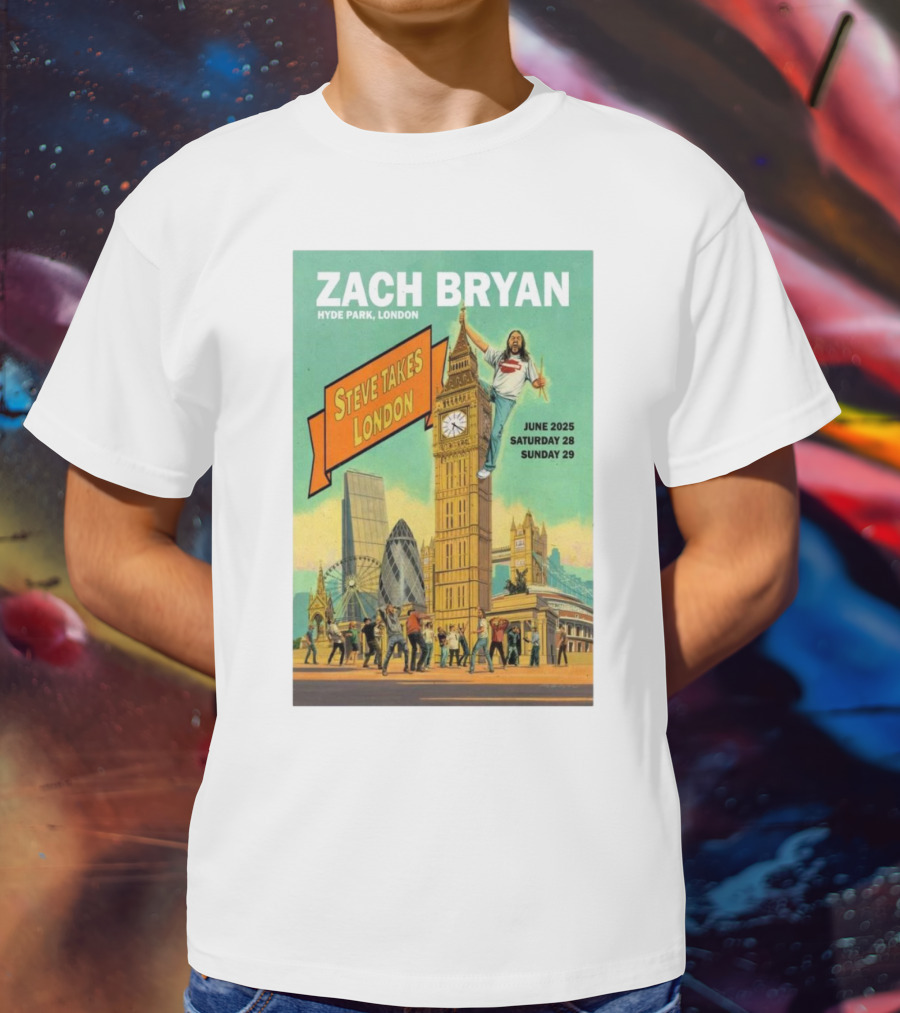 Zach Bryan Hyde Park London June 2025 Steve Takes London Saturday 28 Sunday 29 T-Shirt