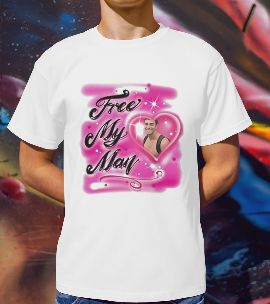 Free My Man Luigi Mangione Heart Pink Background T-Shirt
