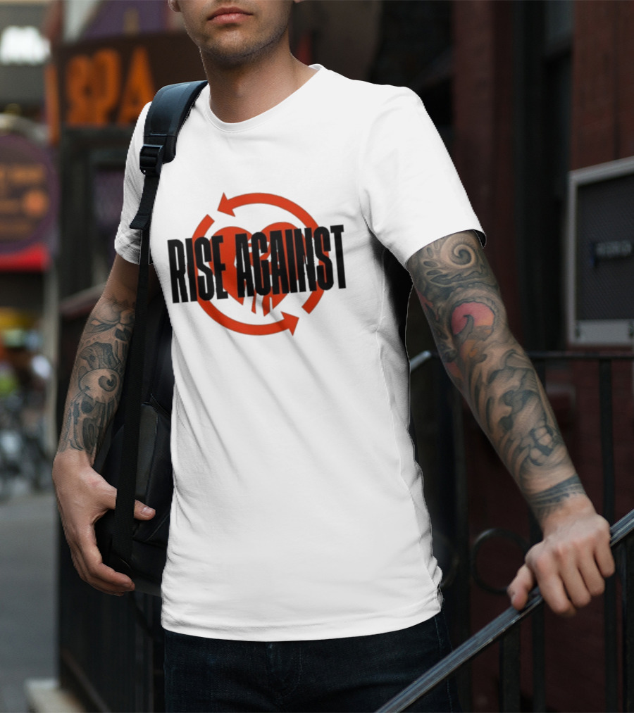 Rise Against Red Heart Fist Arrow Emblem T-Shirt