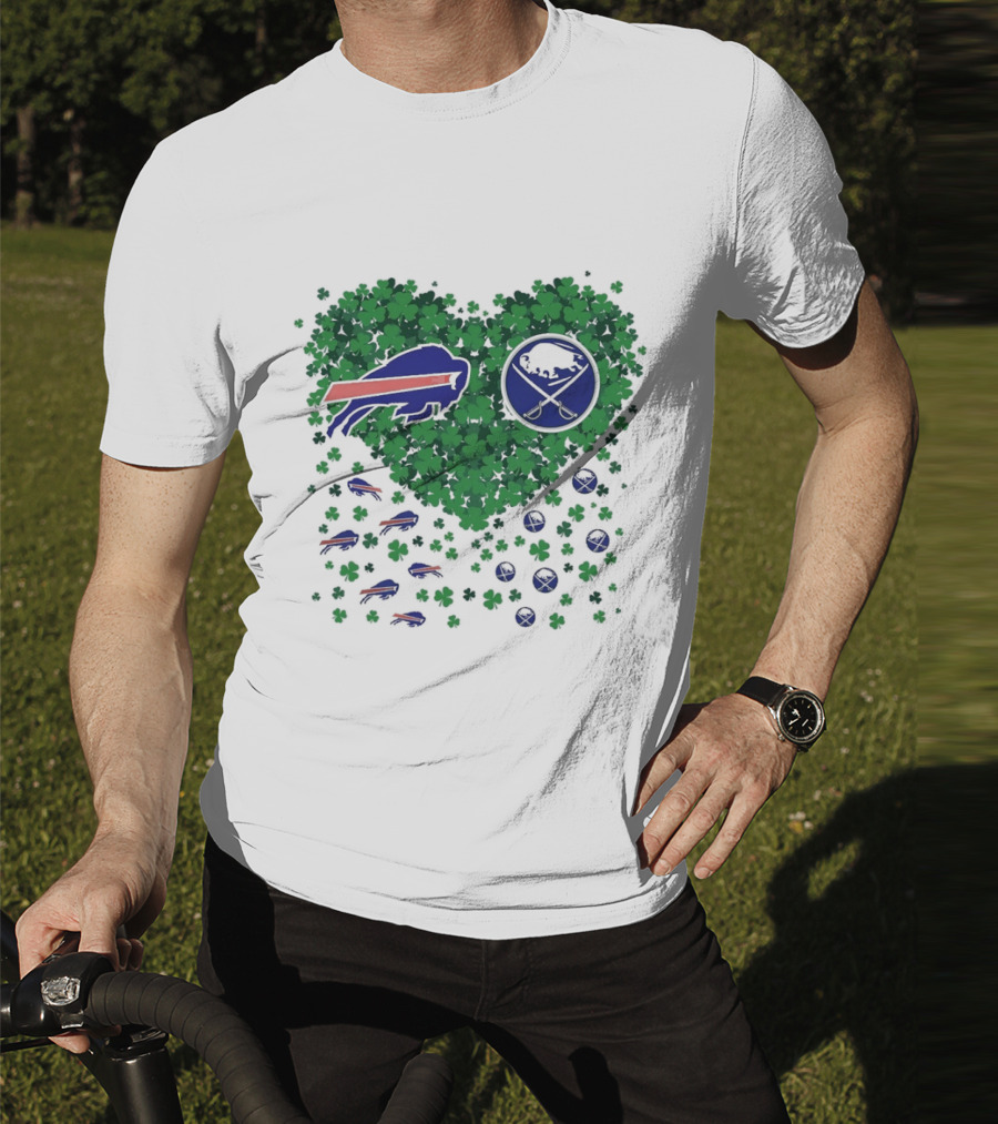 Buffalo Bills Heart Shamrock With Buffalo Hockey Symbol T-Shirt