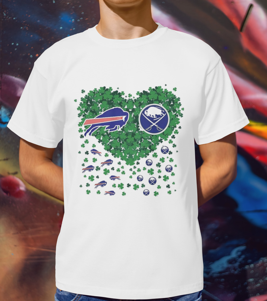 Buffalo Bills Heart Shamrock With Buffalo Hockey Symbol T-Shirt