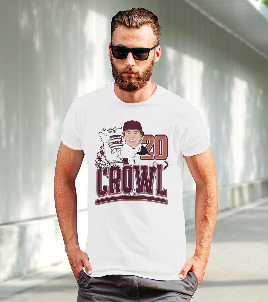 Preston Crowl Baseball 2025 Pitcher Number 20 T-Shirt