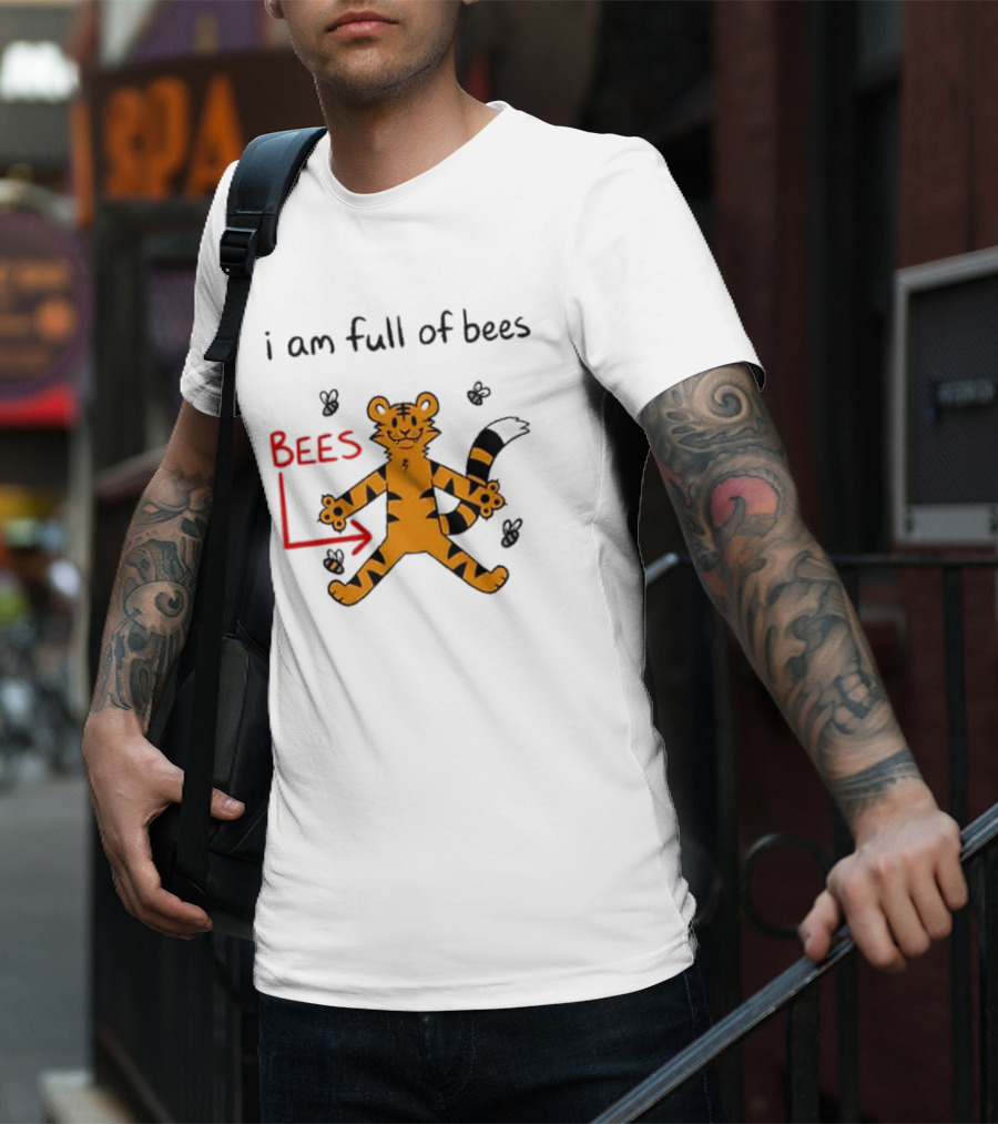 Prism Paws Tiger Bees Humor Graphic T-Shirt