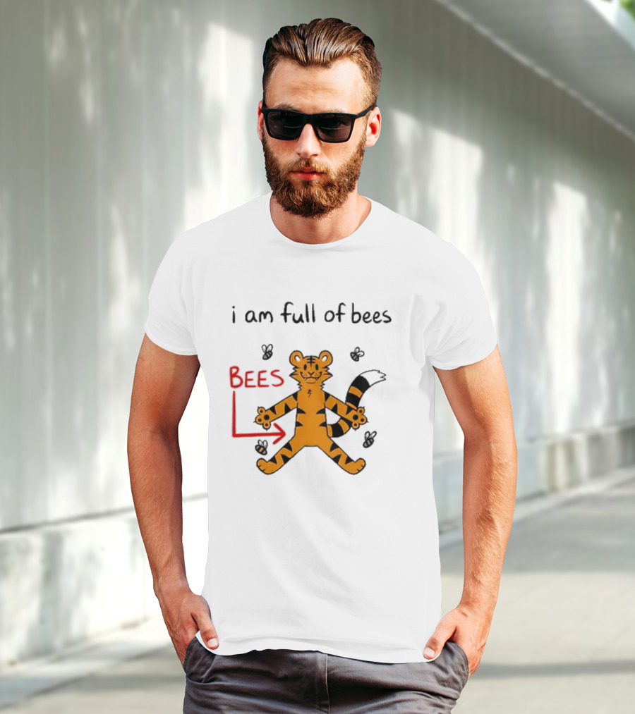 Prism Paws Tiger Bees Humor Graphic T-Shirt