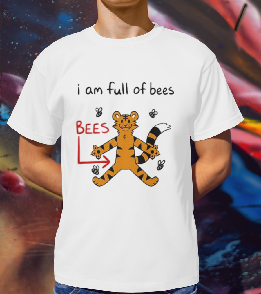 Prism Paws Tiger Bees Humor Graphic T-Shirt