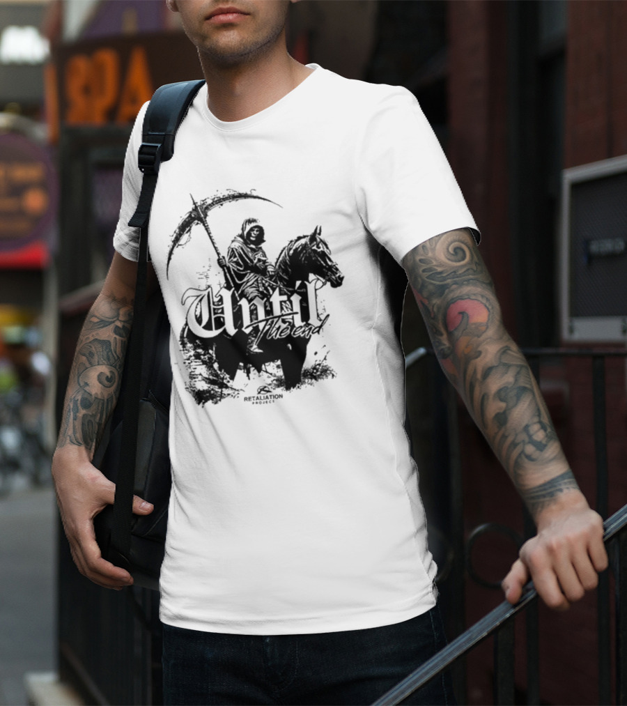 Retaliation Project Until The End Eternal Distressed Skull Design T-Shirt