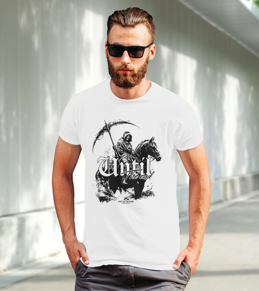 Retaliation Project Until The End Eternal Distressed Skull Design T-Shirt