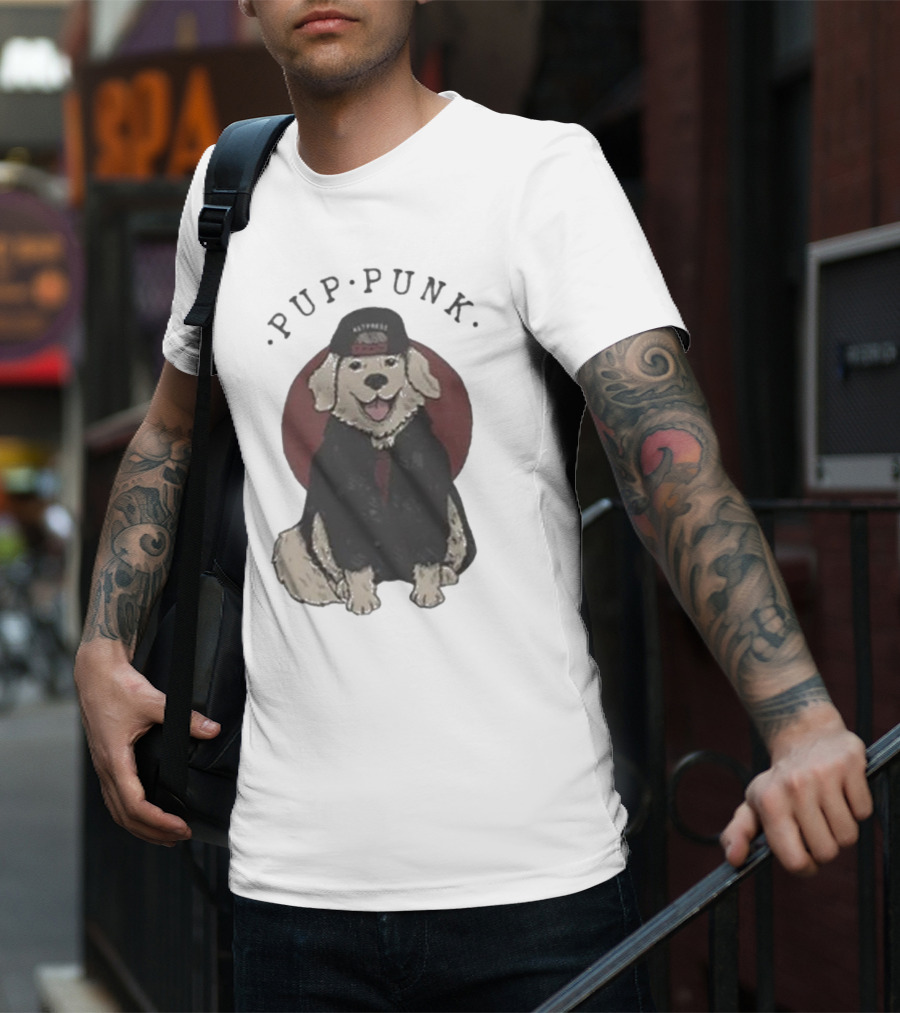 Pup Punk Funny Dog Hat Trick Adorable Canine Style T-Shirt