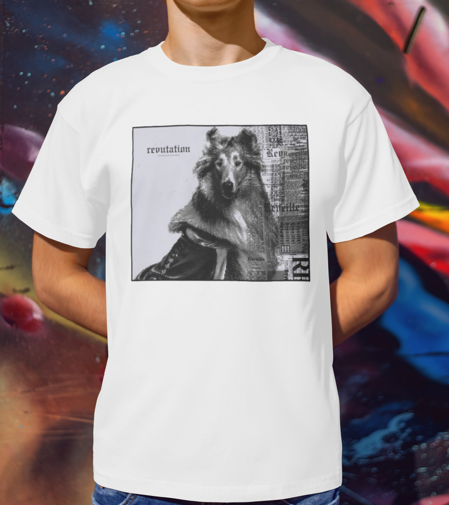 Revutation Reveille Collie Newspaper Style T-Shirt