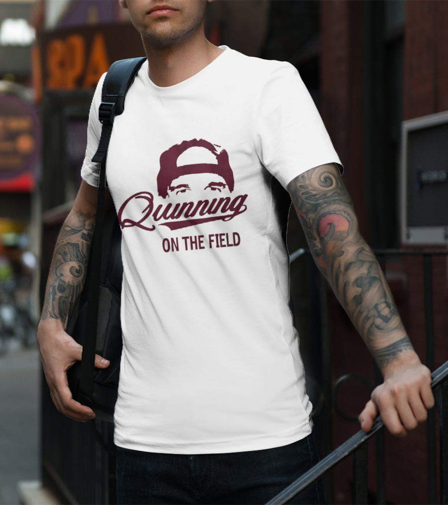Quinning On The Field Featuring Iconic Backwards Cap Style T-Shirt