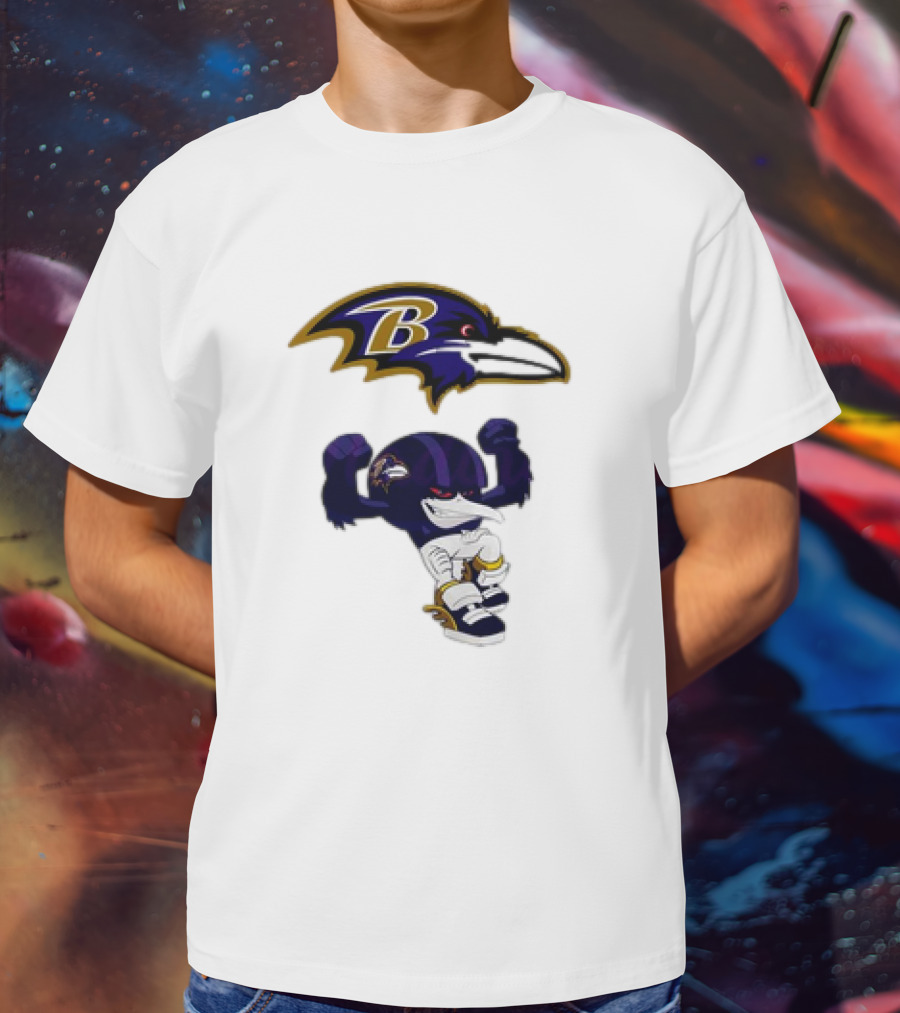 Baltimore Ravens Rush Zone NFL Cartoon Character Ravens Logo 2025 T-Shirt