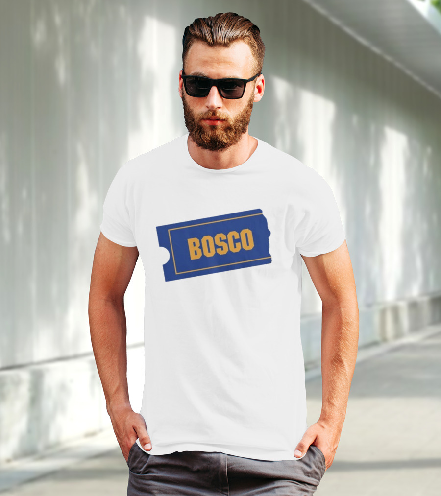 Ryder Roll Bosco Vintage Blue With Yellow Bold Ticket Style T-Shirt